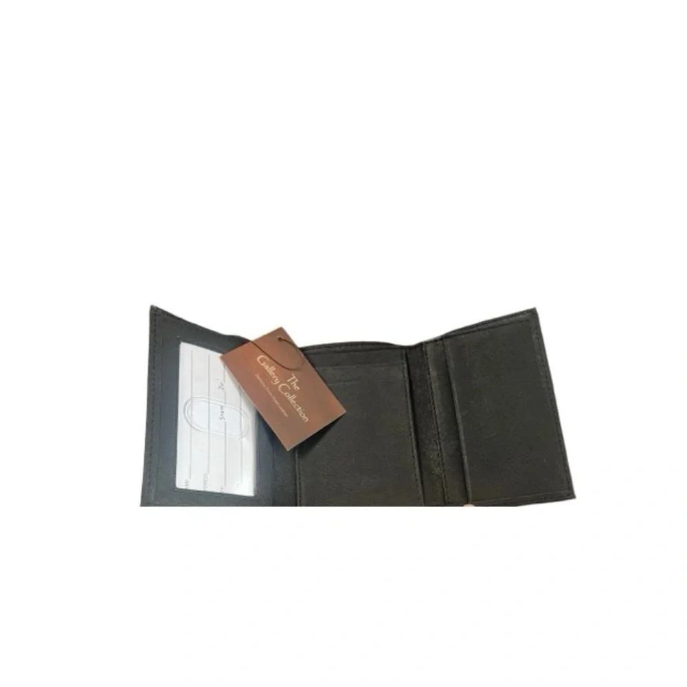 leather trifold men’s wallet‎ embroidered eagle NWT
